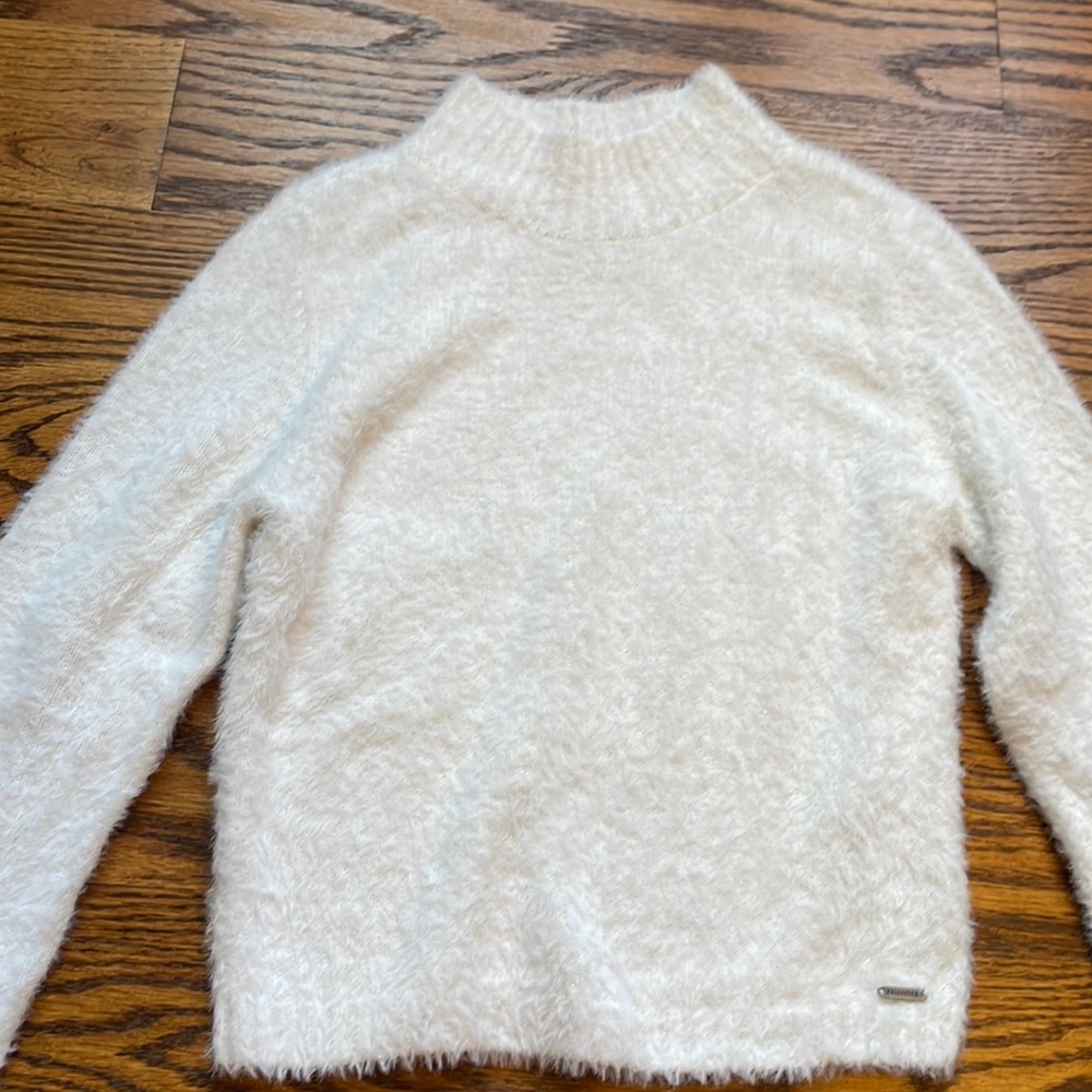 fuzzy hollister mock neck sweater